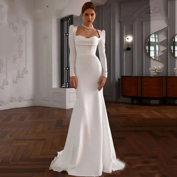 Customize To Measures 2025Wedding Dress Sweetheart Crepe Open Back Bridal Gown 2025 Sweep Train Vestidos De Novia For Women