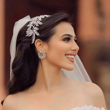 Fashion Bride Headband Crystal Leaf Hair Band, ASNORA Bridal Crown Tiaras ,Hair Accessories Wedding ,Wedding Accessories A01006