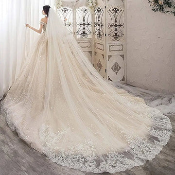 300cm,350cm,500cm Long Wedding Veil One Layer Bridal Veil wiht Comb Cathedral Veil In White, Ivory mariage