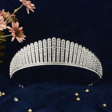 Luxury Sparkling Geometric Crystal Bridal Tiaras Crown Baroque Rhinestone Pageant Diadem Bride Headband Wedding Hair Accessories