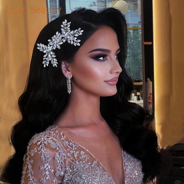DZ024 Silver Wedding Hair Comb Crystal Bridal Hair Pieces Pearl Wedding Hair Accessories for Women Rhinestone Girls Tiara