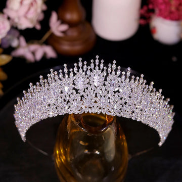 ASNORA Zircon Crown Silver Tiara Bridal Head Piece Luxury Wedding Hair Jewelry Women Gifts coronas de 15 años