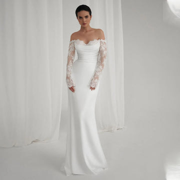 Elegant Long Puff Sleeves Sweethart Sheath/Mermaid Wedding Dresses Custom Made Bridal Grown 2025 Vestido De Noival