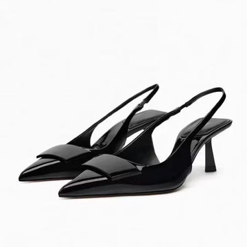 2025 Womens Leather Slippers High Heels Shoes Party Pumps Woman Summer Sandals Women High Heel Slingback Sandal Shoe