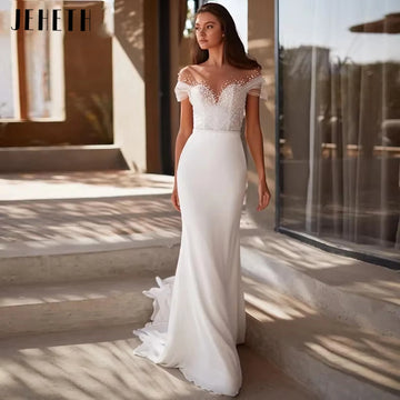 Simple Wedding Dresses 2025 Sweetheart Bridal Gowns Lace Appliques Sheath Mermaid Off The Shoulder Vestidos De Novia Customized
