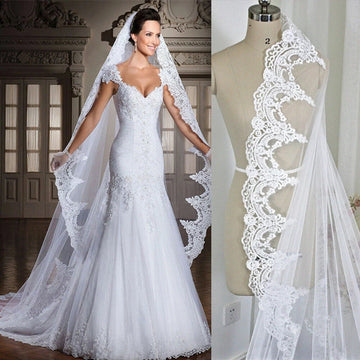 Cathedral Long bridal veil White Ivory Wedding lace veil Muslim veil 3m 4m 5 m Wedding Accessories Customiz veil