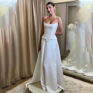 Popular Scoop Neckline Lace Applique Scoop Neckline Bridal Grown A Line Wedding Dresses Uniuq Waistling 2026 Rode De Morrie