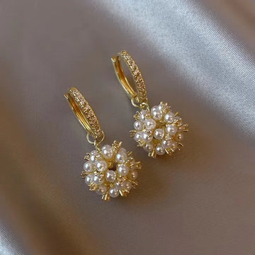 Exquisite Gold Plated Dangle Earrings for Women Imitation Pearl Piercing Drop Earring Women Party Gift Fashion Jewelry Accessory