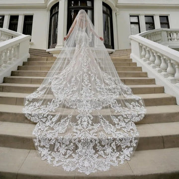 Real Image 3M White Wedding Veil Cathedral Length Ivory Soft Tulle One Layer With Comb Accessories Bridal Veils