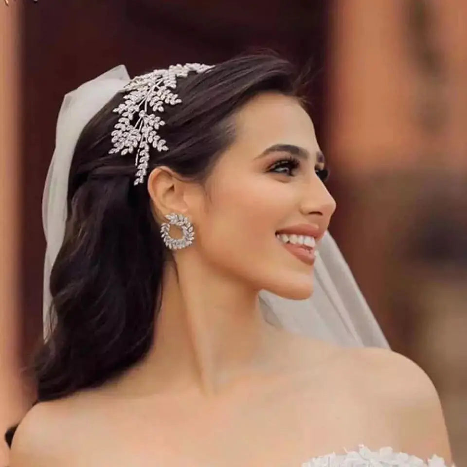 Fashion Bride Headband Crystal Leaf Hair Band, ASNORA Bridal Crown Tiaras ,Hair Accessories Wedding ,Wedding Accessories A01006