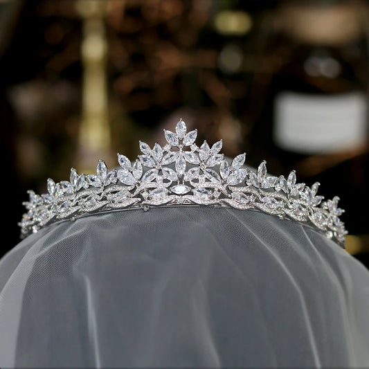 2024 New Wedding Hair Accessories Corononas Para Boda Bride Head Jewelry CZ Crown /Headdresses For Girlfriend Gift