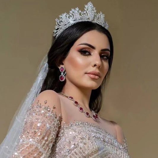 Luxury Silver Color and Gold Cubic Zirconia Bridal Big Crown Fashion Tiaras Wedding Jewelry Accessories Birthday Headdress
