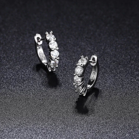 NeeTim 3mm D Color Moissanite Earrings 925 Sterling Silver Plated White Gold Hoop Earring for Women Wedding Party Fine Jewelry