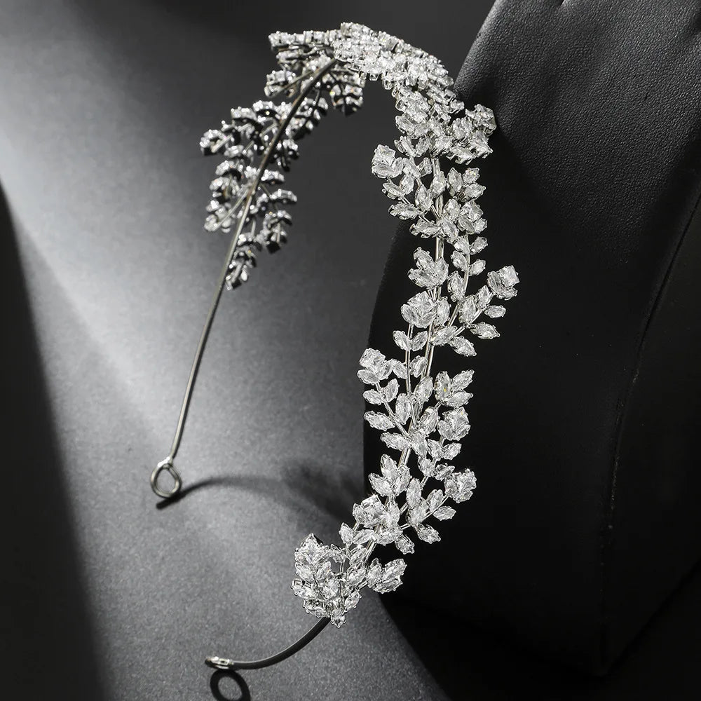 Luxury Bridal Tiara Wedding Headband Cubic Zirconia Bride Headband Tiaras And Crowns For Women Party Prom Hair Jewelry Headdress