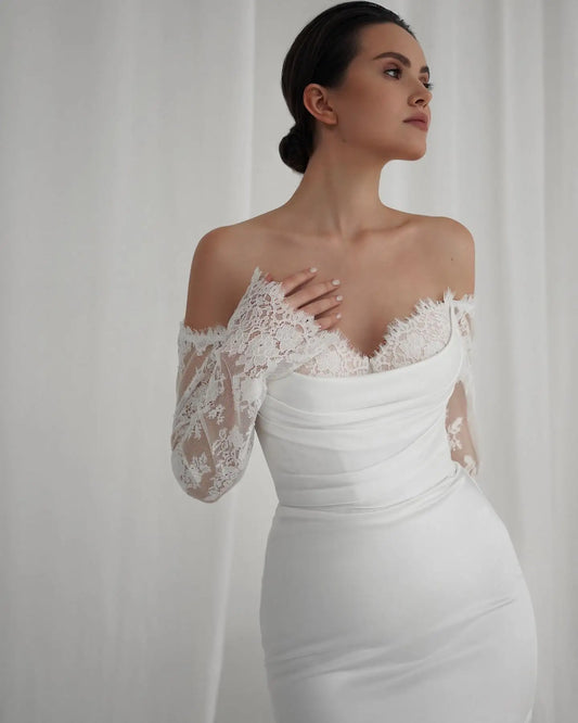 Elegant  Long Puff Sleeves Sweethart Sheath/Mermaid Wedding Dresses Custom Made Bridal Grown 2025 Vestido De Noival