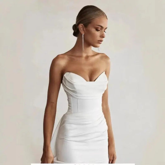 Modern Mermaid Wedding Dress Front Slit Bridal Gowns Sweep Train Sweetheart Bridal Dresses Boho Women Two Piec Customized