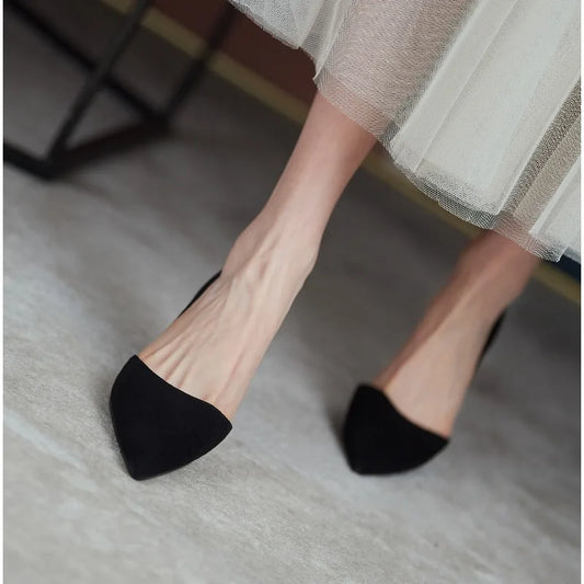 2025 New Style Women's Spring Comfortable Pointed Toe Single Shoes, Fine Heel, Versatile Hollow High Heel Shoes Closed Toe Shoes