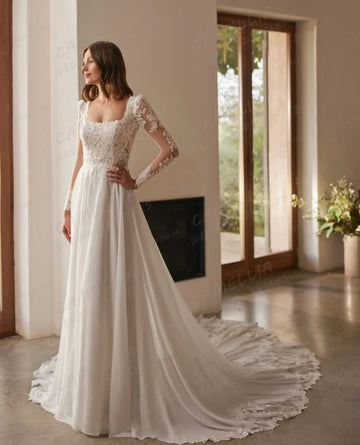 Simple Wedding Dresses Women's Mermaid Bridal Gowns Sweep Train Lace Backless Party Appliques 2025 Vestidos De Novia Customized