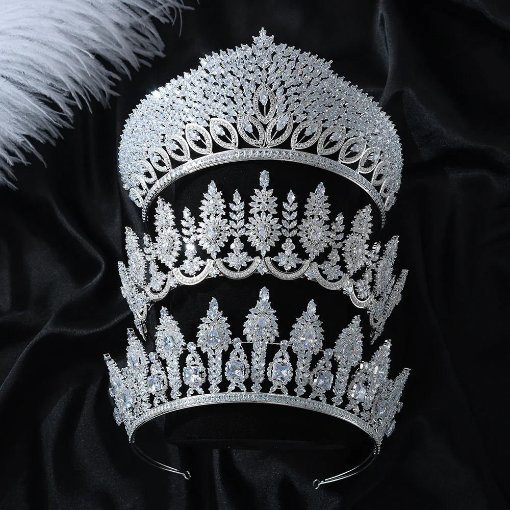 AAA Zircon Tiaras and Crowns CZ Zirconia Headpieces Brides Women Prom Pageant Headband Wedding Accessories Bridal Hair Jewelry
