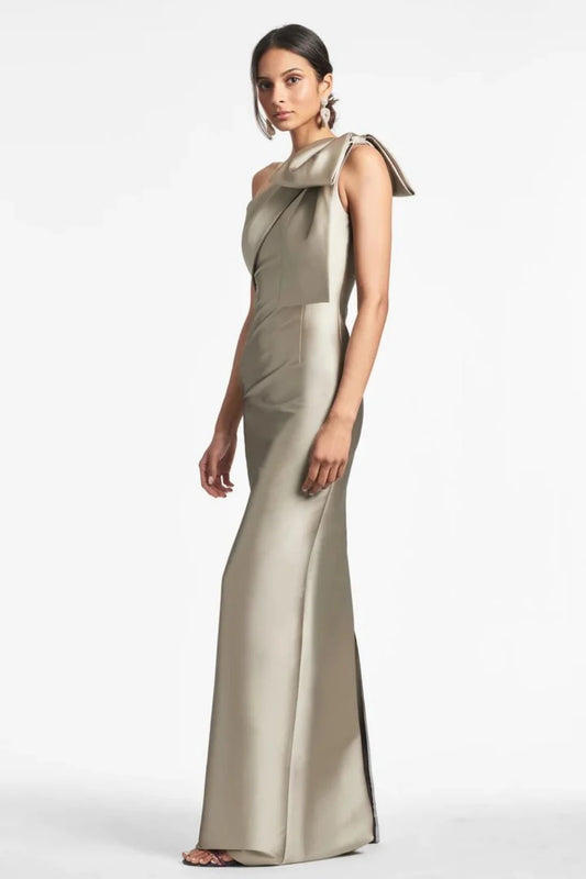 Evening Dress Women Elegant Tight Sexy Satin Single Shoulder With Bow Bridal Formal Long Ball Gowns Trend Pageant Dress