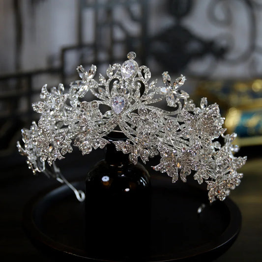 2pcs Bridal Tiara Bow Tie Rhinestone Wedding Crown Hair Accessories Women Luxury Bride Diadem Headdress Headband Party Jewelry