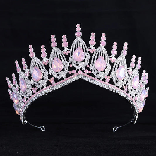 KMVEXO Luxury Opal Crystal Bridal Tiaras Cubic Zircon Crown Rhinestone Pageant Diadem Headpieces Wedding Hair Accessories
