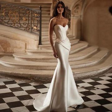 Luminous Mermaid Wedding Dresses Elegant Sweetheart Collar Bridal Gowns Sleeveless Backless Princess Vestido De Novia Customized