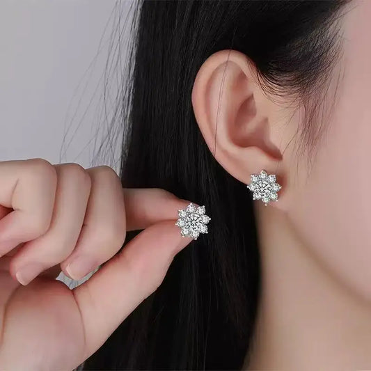 TEN CARATS Luxury Moissanite Stud Earrings For Women Sparkling Brilliant Cut S925 Silver Jewelry Elegant Gift Party Wedding