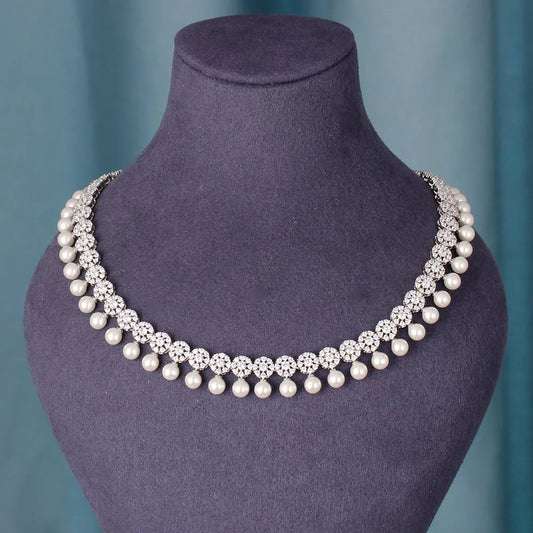 JEWEL Luxury Cubic Zirconia Pearl Jewelry Sets For Women Crystal Set Wedding Engagement Party Dubai Accessories