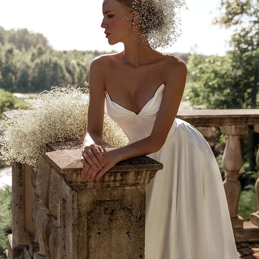 Eightree Simple A-Line Wedding Dresses 2025 Sweetheart Long Bridal Dress With Pocket Women Evening Wedding Prom Gowns Customized