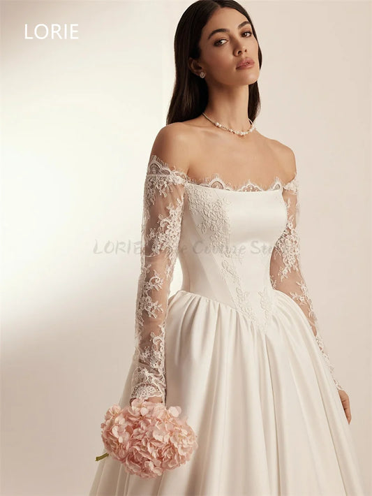LORIE Lace Applique A-line Elegant Wedding Dress Off Shoulder Princess Bridal Gowns Backless Wedding Gown Customized 2025