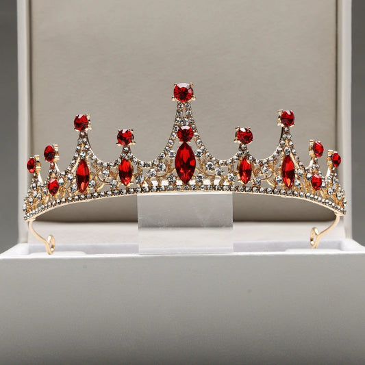 Itacazzo Bridal Headwear Crown Red Classic Tiras Suitable for Women's Wedding and Birthday Parties (Excluding Box Props)